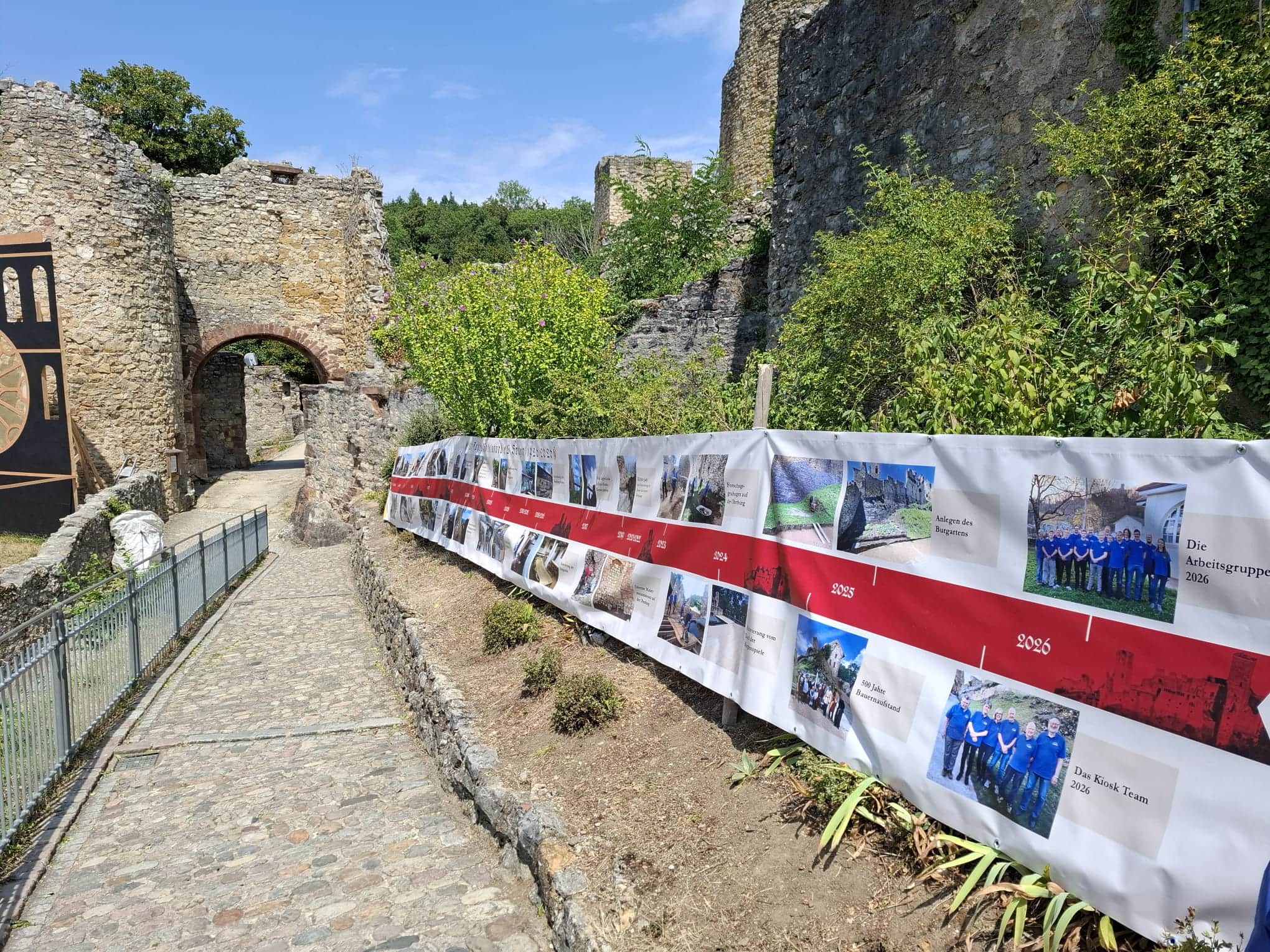 Banner am Aufgang zum Burgkiosk