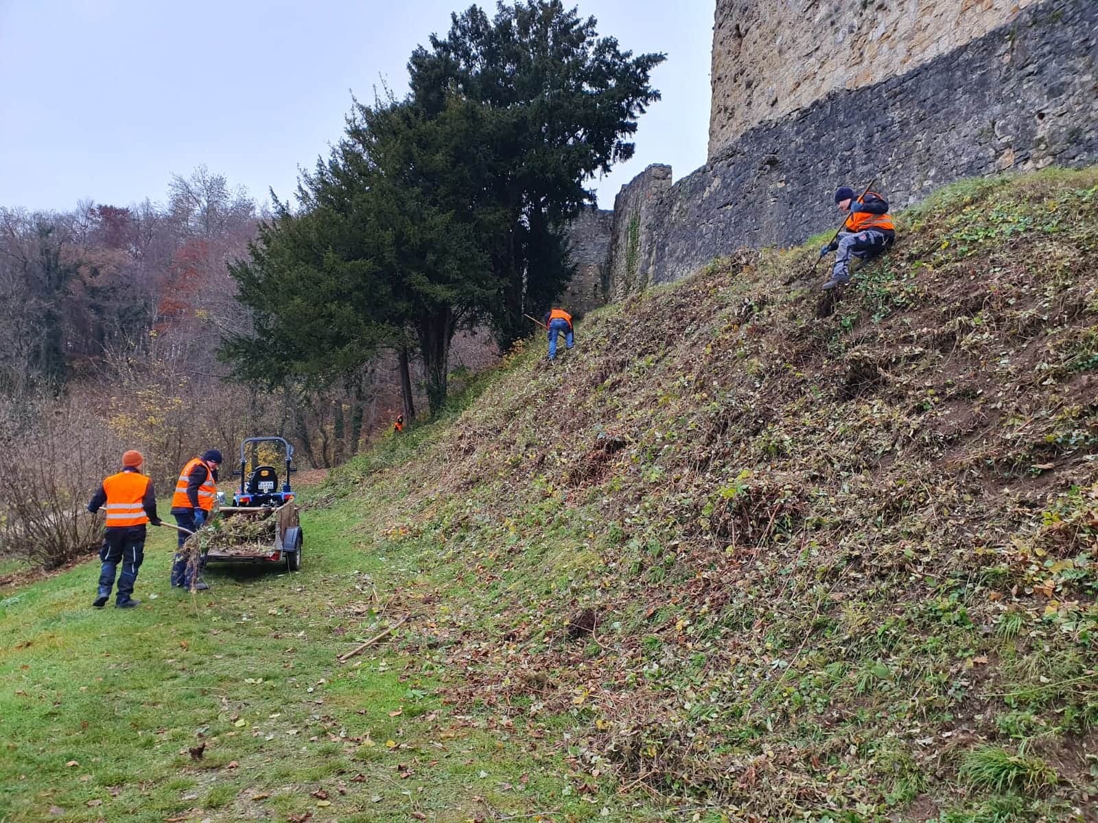 Mäharbeiten am Hang
